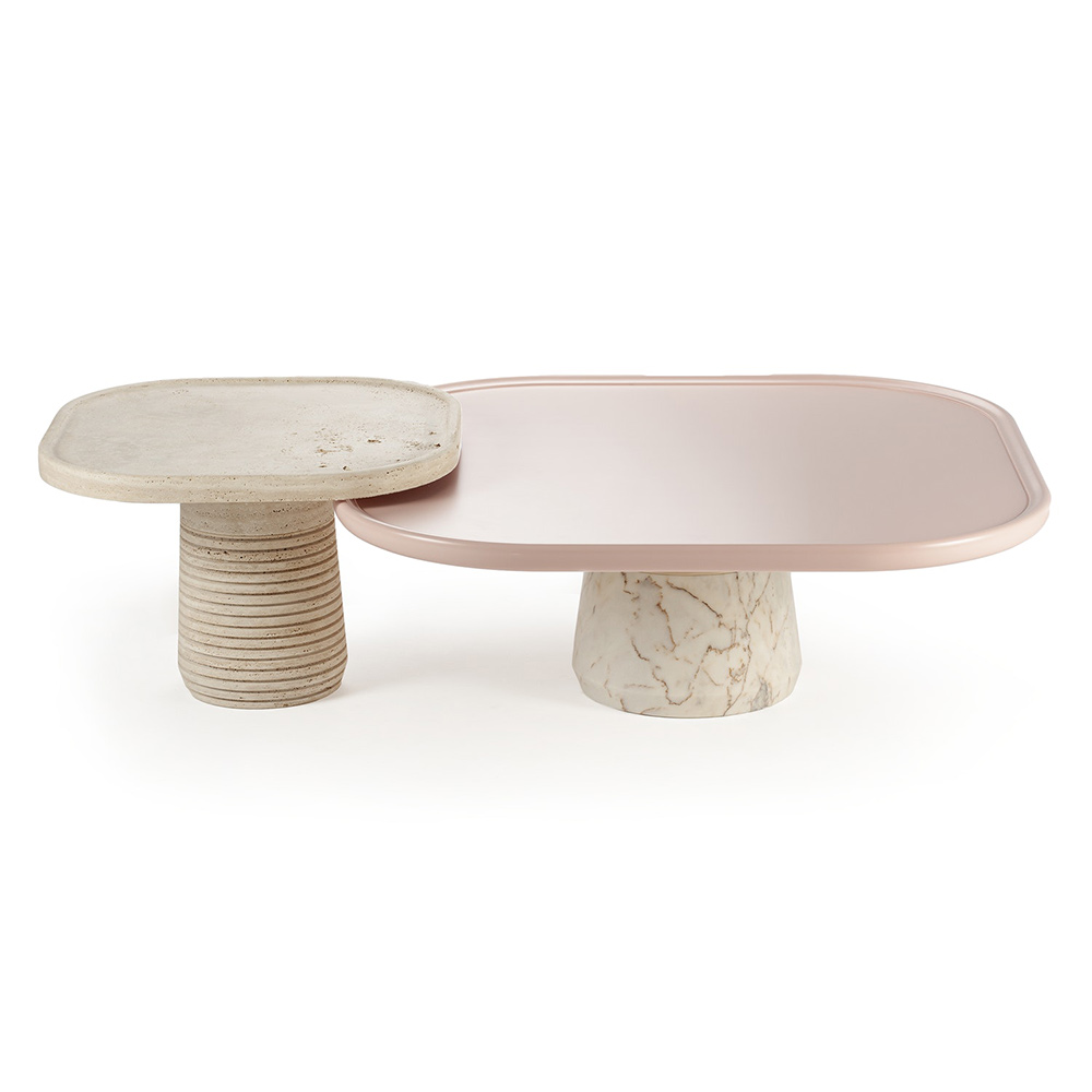 Poppy Square Coffee Table - Wood Top, Marble Base