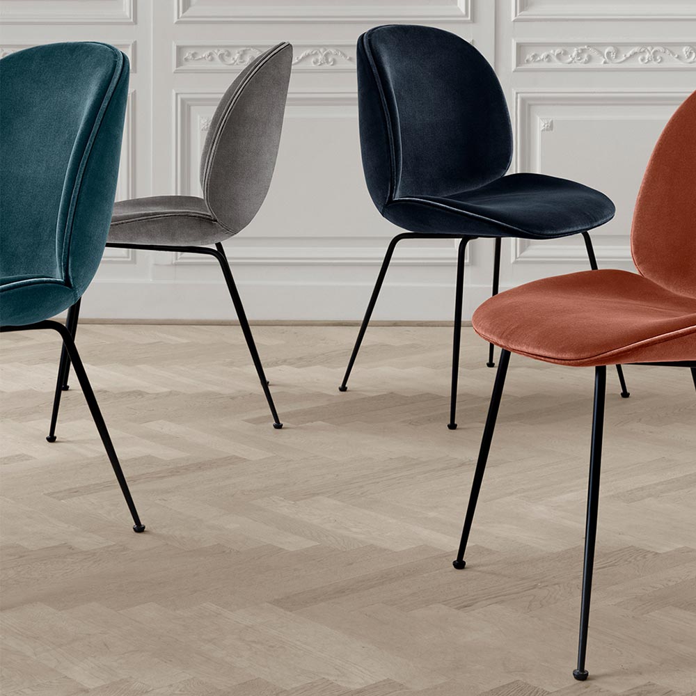 Quick Ship Beetle Fully Upholstered Dining Chair - Sunday Velvet 002, Conic Base | Rouse Home