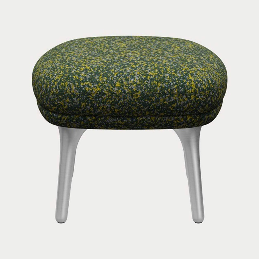 Ro Footstool - Atom Green, Brushed Aluminum Legs