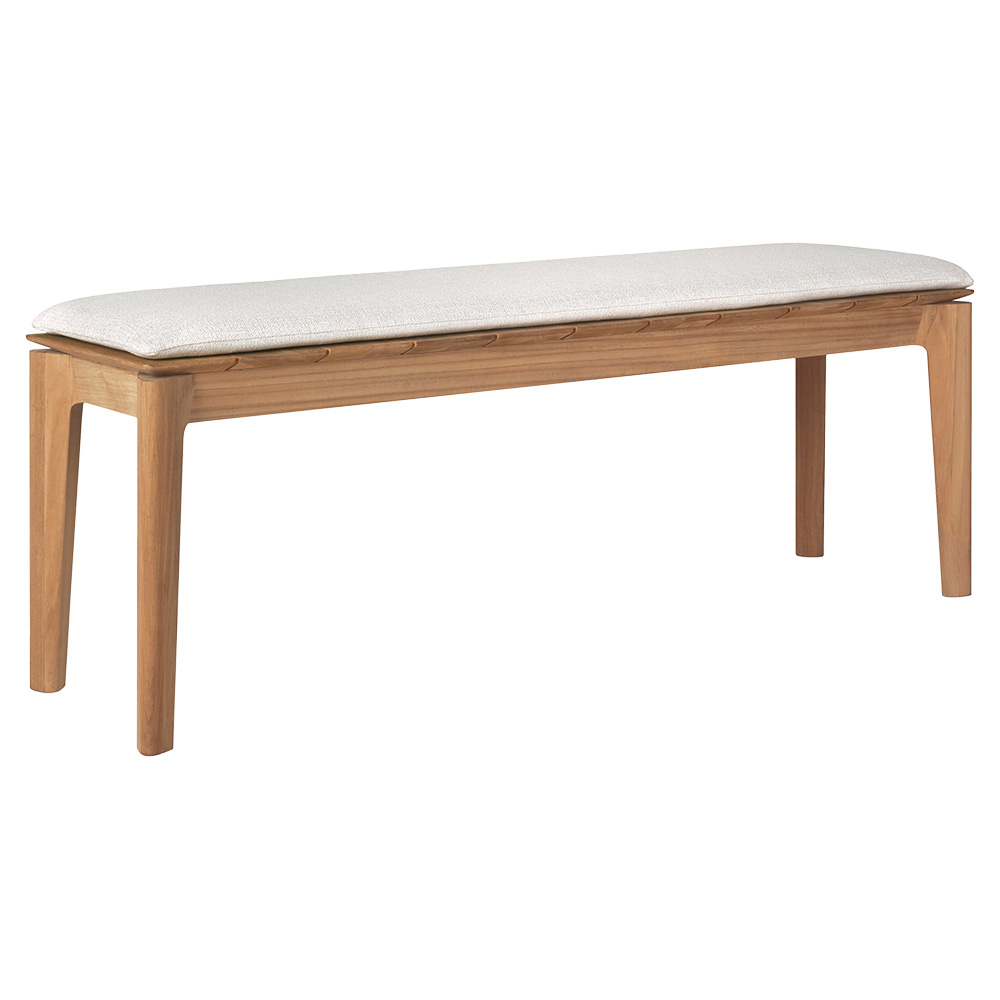 Bok Outdoor Bench - Teak, Off White Cushion