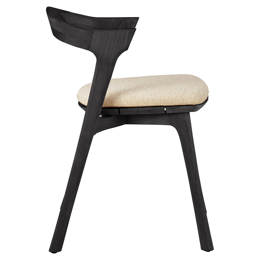 Bok Outdoor Dining Chair - Black Teak, Natural Cushion