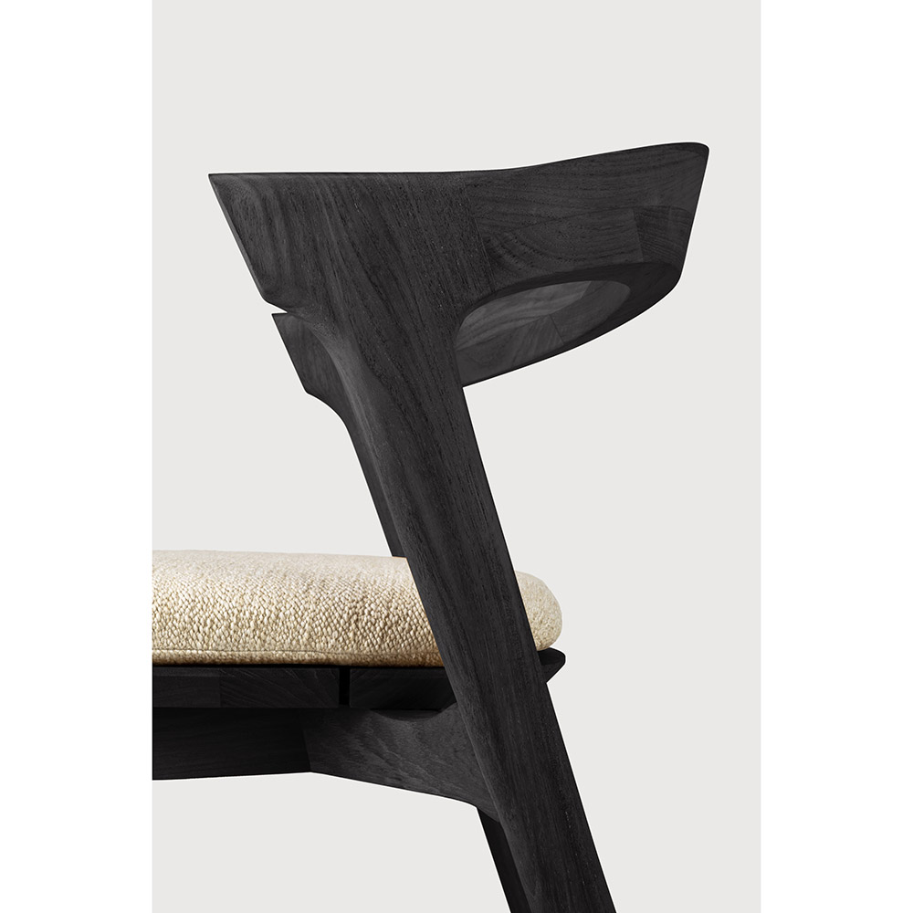 Bok Outdoor Dining Chair - Black Teak, Natural Cushion