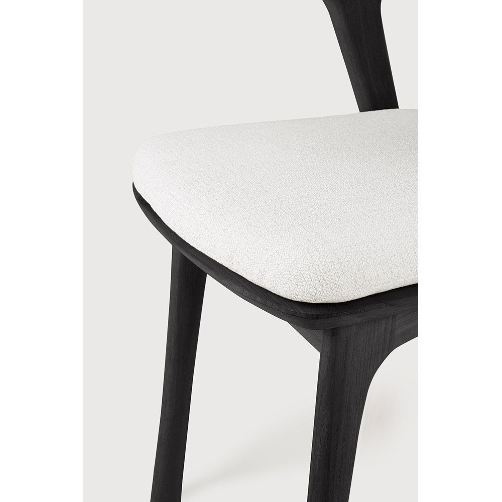 Bok Outdoor Dining Chair - Black Teak, Off White Cushion