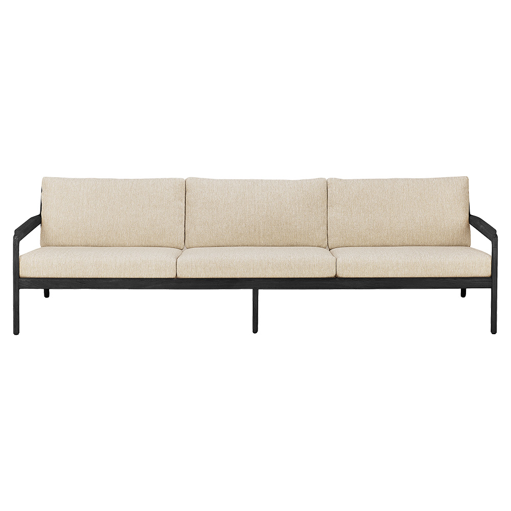 Jack Outdoor 3 Seater Sofa - Black Teak, Natural