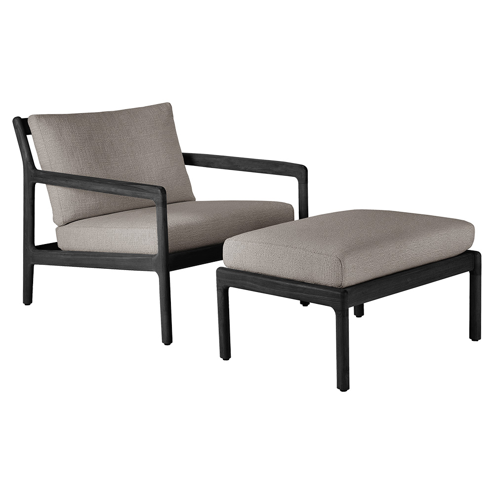 Jack Outdoor Footstool - Black Teak, Mocha