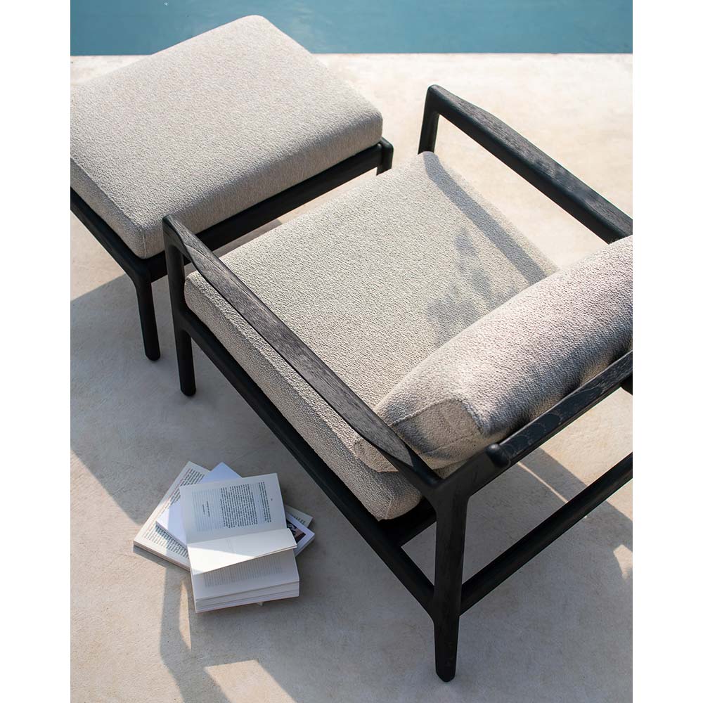 Jack Outdoor Footstool - Black Teak, Mocha