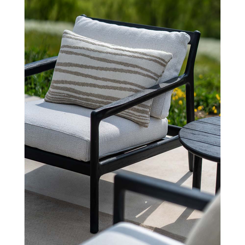 Jack Outdoor Lounge Chair - Black Teak, Off White