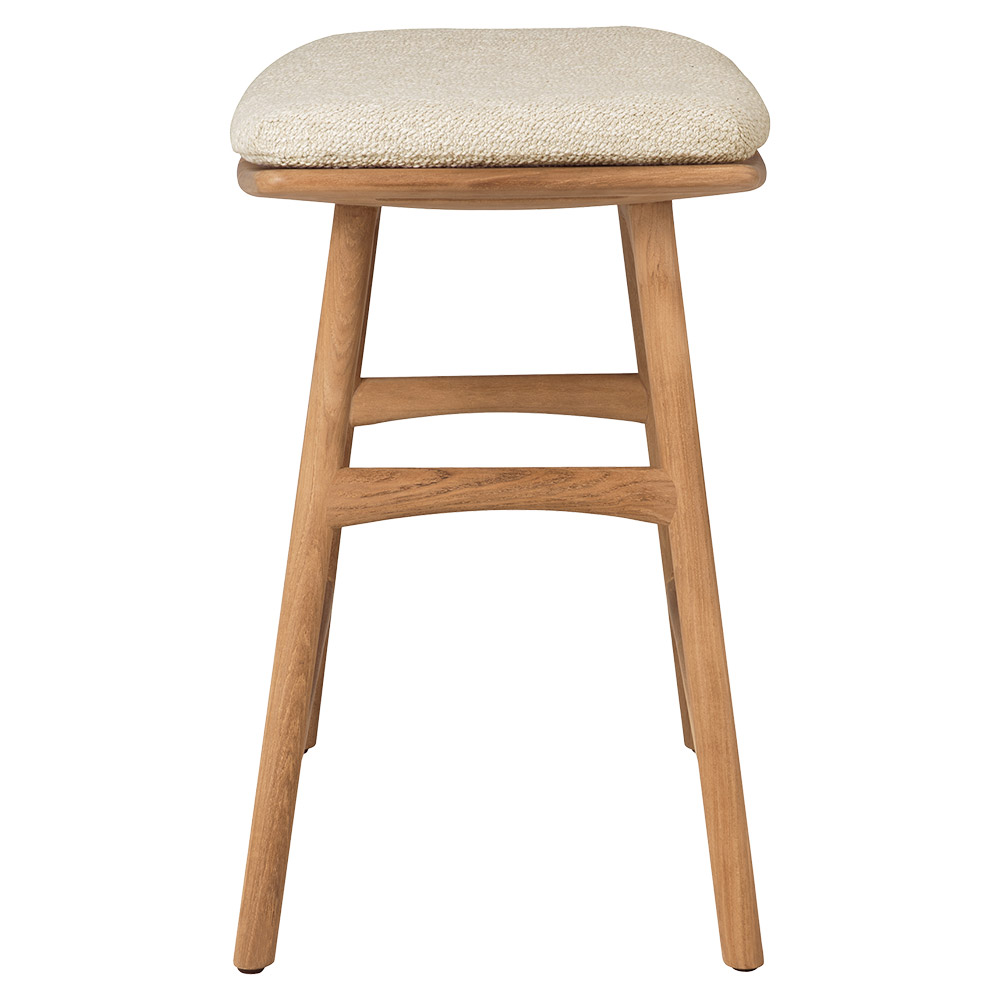 Osso Outdoor Stool - Teak, Natural Cushion