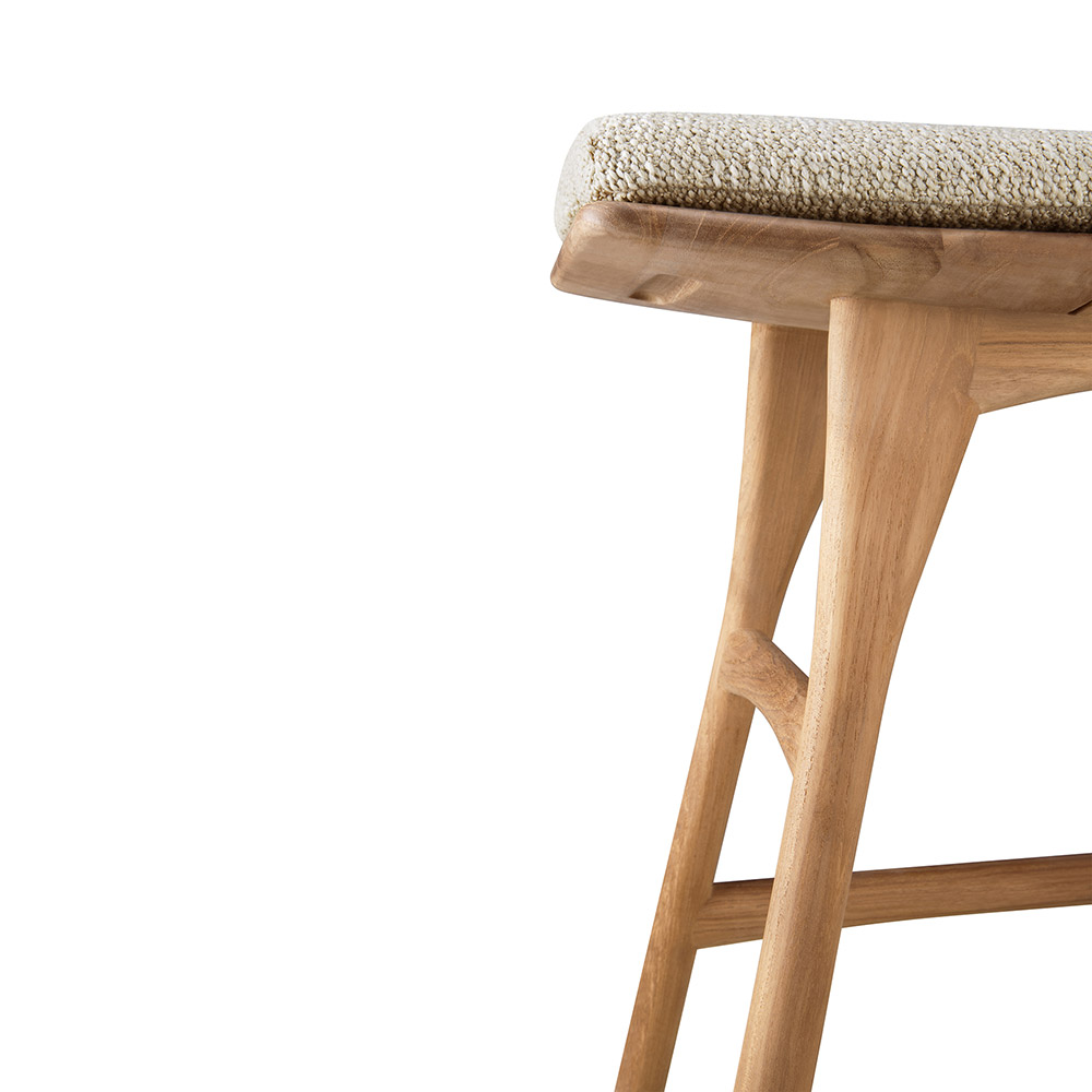 Osso Outdoor Stool - Teak, Natural Cushion