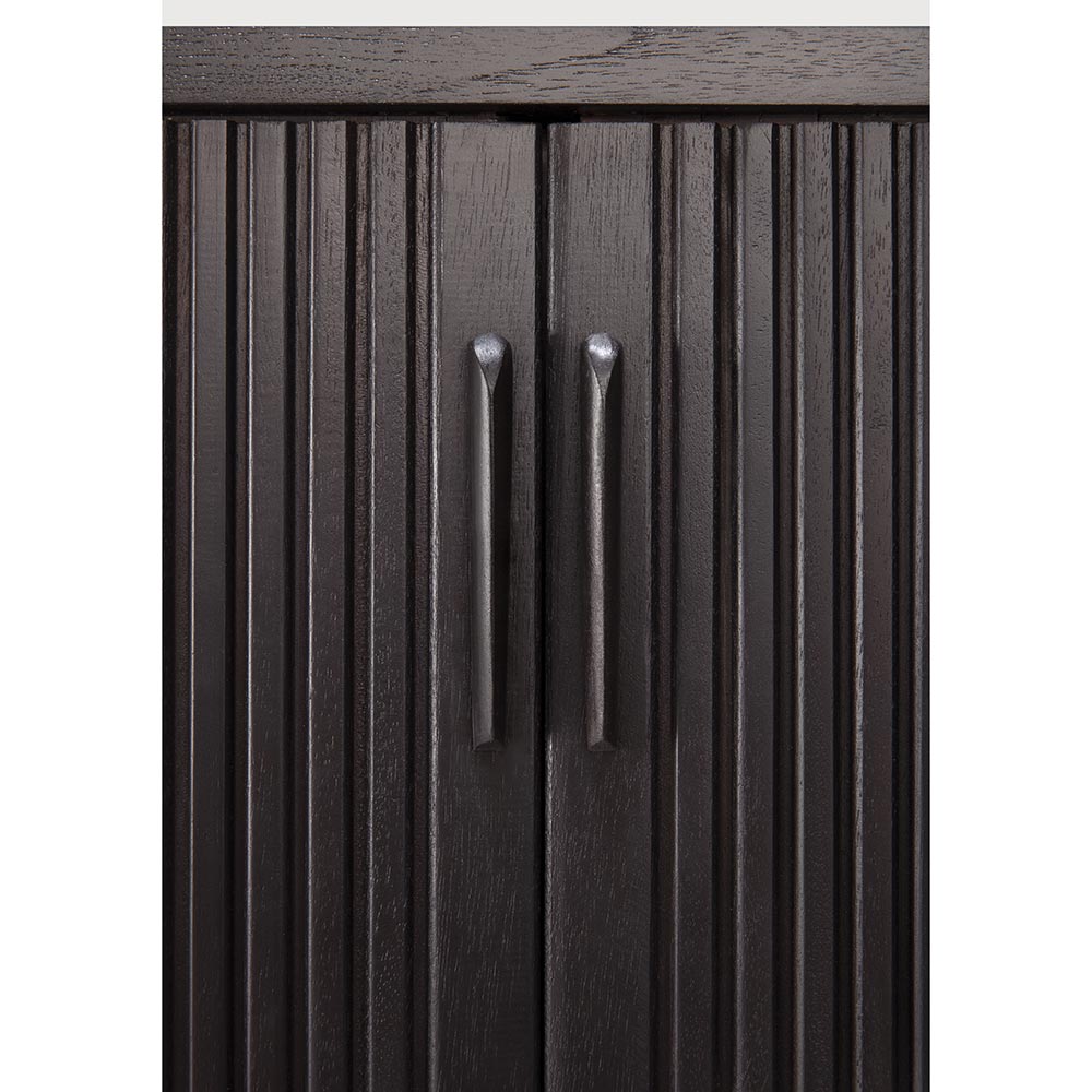 Roller Max 64"W Media Cabinet - 2 Sliding Doors, Off Black Teak