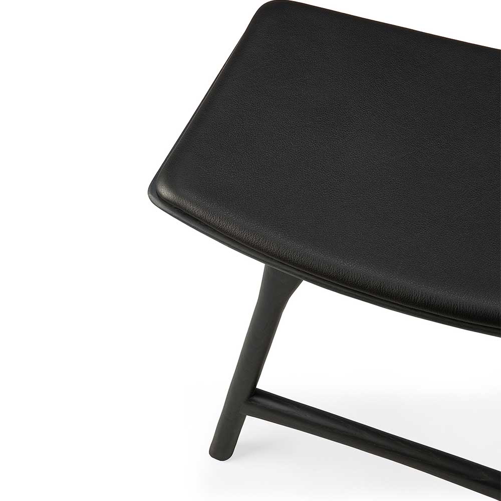 Osso Stool Black Oak Black Leather 4 | Rouse Home