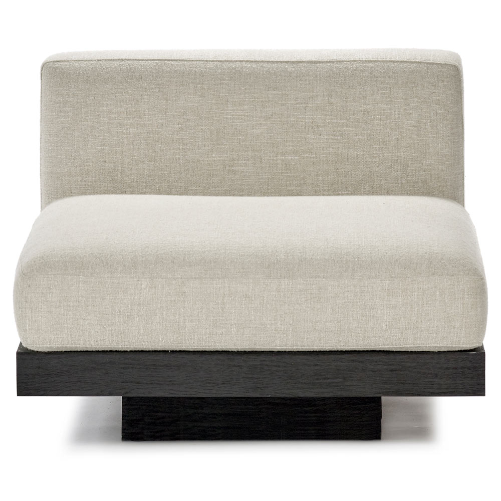 Rudolph 1 Seater Bench - Bone Cushions, Black Oak Base | Rouse Home