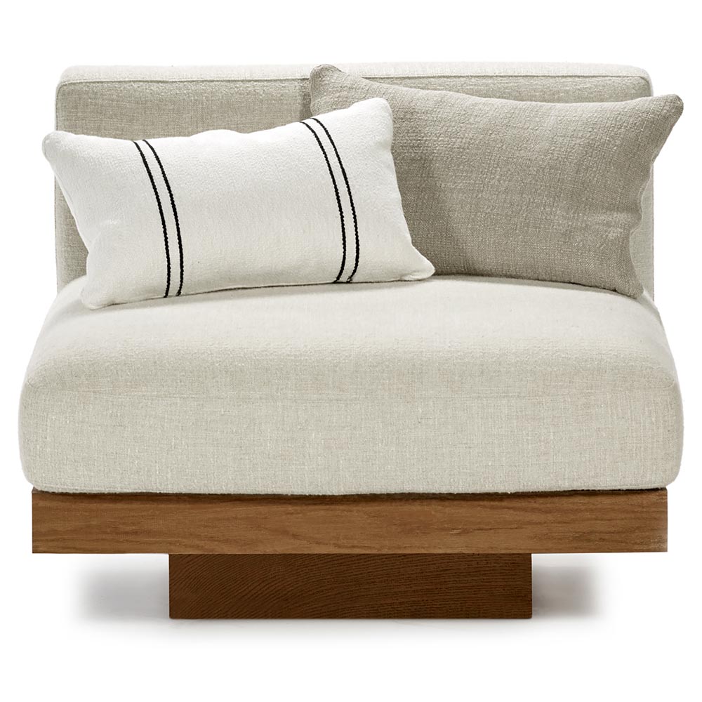 Rudolph 1 Seater Bench - Bone Cushions, Cognac Oak Base | Rouse Home