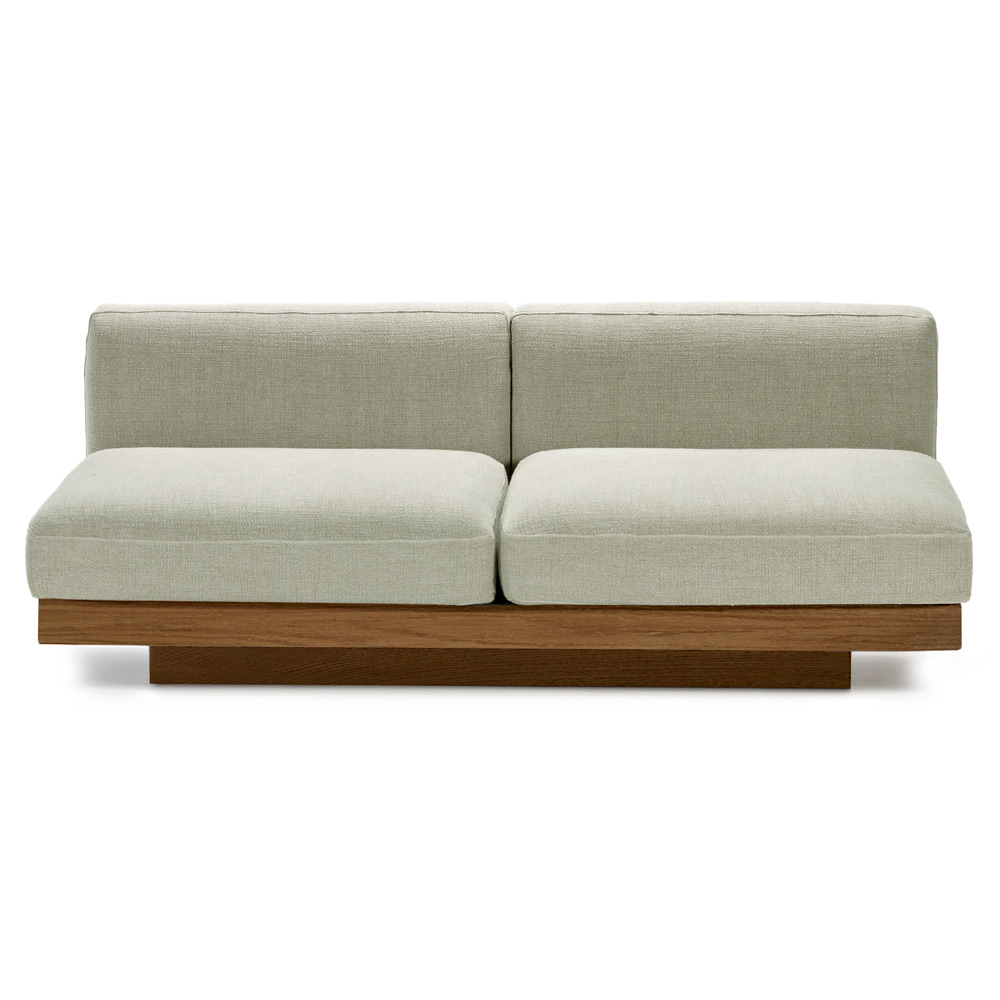 Rudolph 2 Seater Bench Sofa - Sand Cushions, Cognac Oak Base | Rouse Home