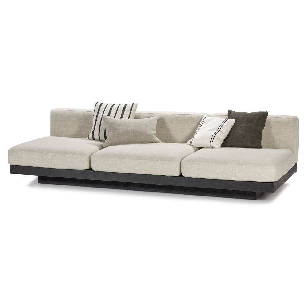 Rudolph 3 Seater Bench Sofa - Bone Cushions, Black Oak Base | Rouse Home