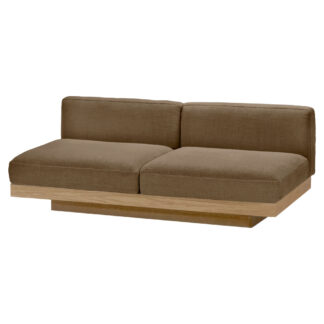 Rudolph Outdoor 2 Seater Bench Sofa - Camel Cushions, Teak Base