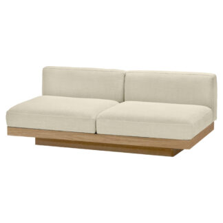 Rudolph Outdoor 2 Seater Bench Sofa - Chalk Cushions, Teak Base