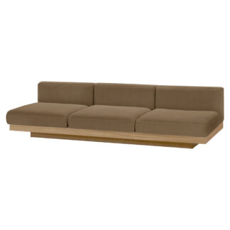 Rudolph Outdoor 3 Seater Bench Sofa - Camel Cushions, Teak Base