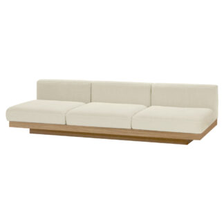 Rudolph Outdoor 3 Seater Bench Sofa - Chalk Cushions, Teak Base