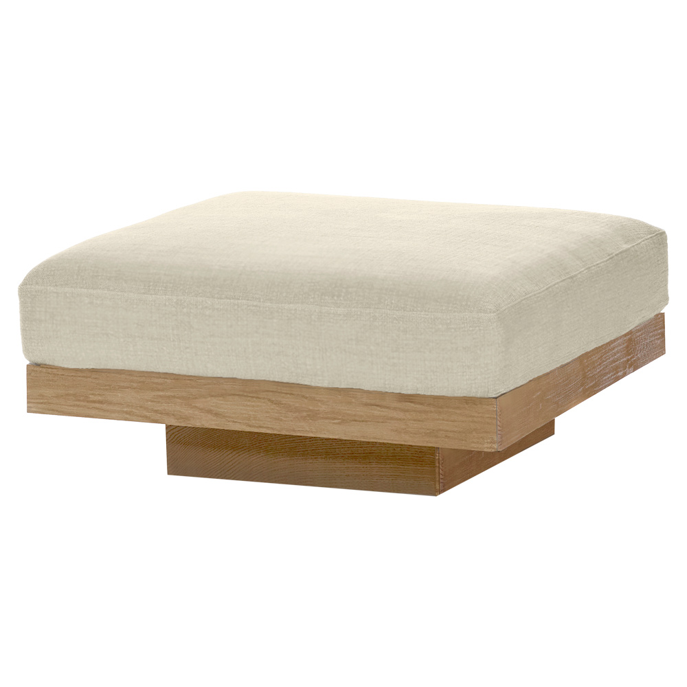 Rudolph Outdoor Ottoman - Chalk Cushions, Teak Base