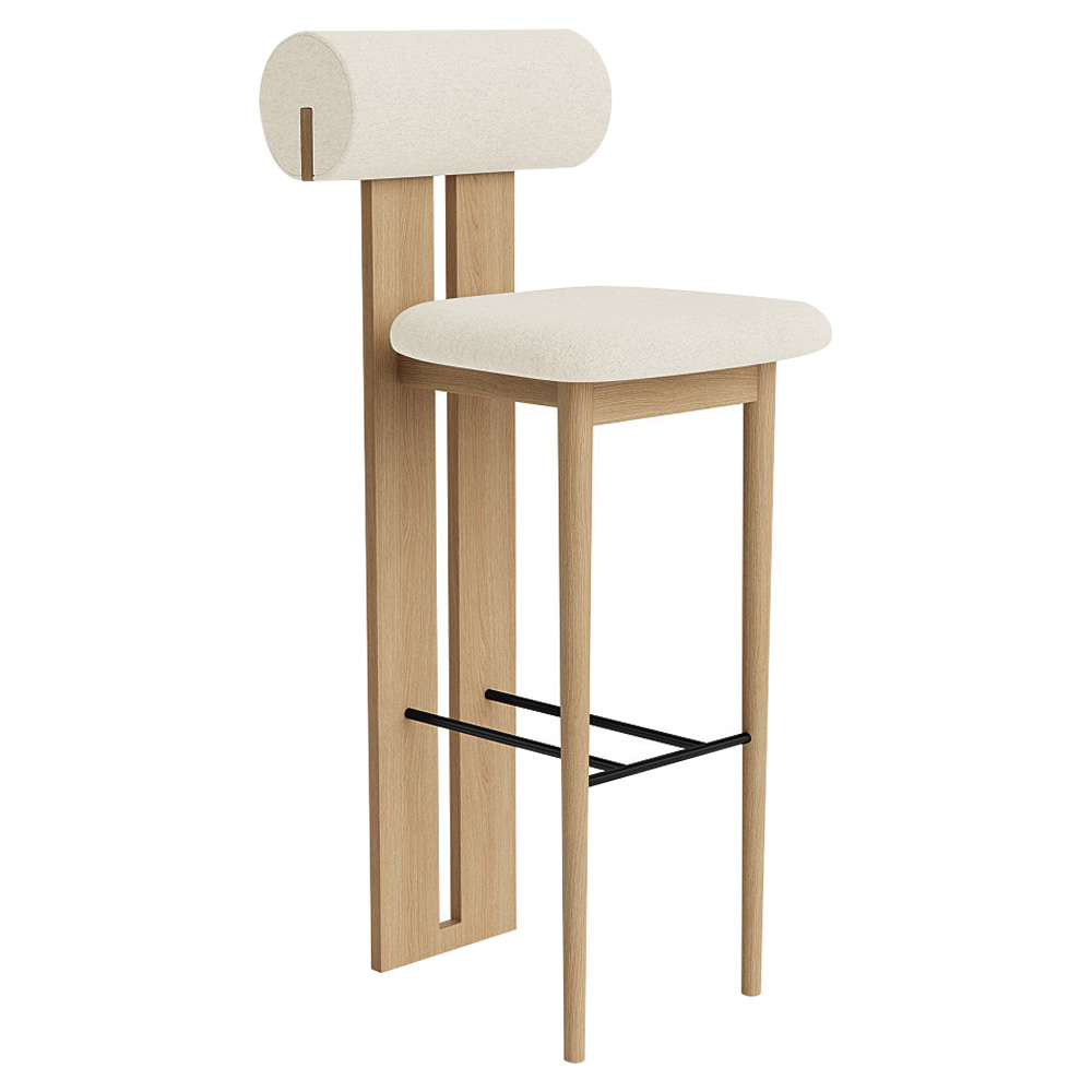 Hippo Bar Counter Chair - Natural Oak, Barnum Boucle 24