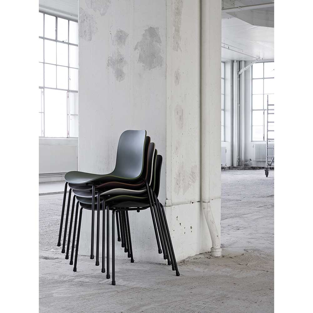 Langue Polypropylene Dining Chair Anthracite Black Shell Black Steel Base 2 | Rouse Home