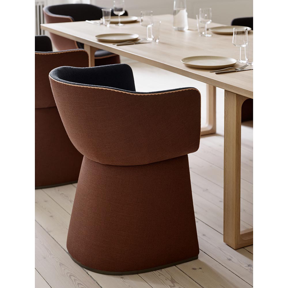 Monolit Dining Chair With Leather Piping - Vidar 182, Sunniva 363