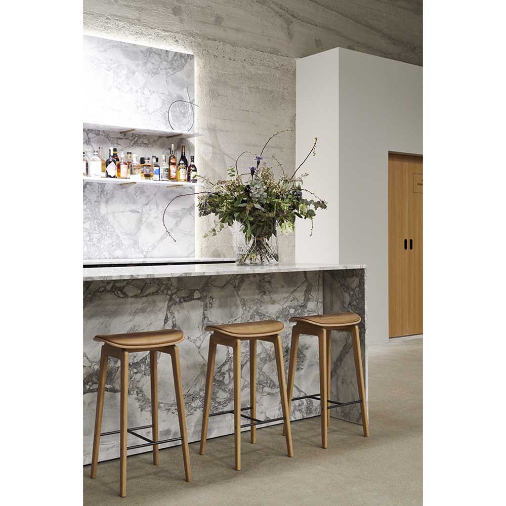 Ny11 Seat Upholstered Bar Counter Chair Without Backrest Dark Smoked Oak Dunes Leather Camel 21004 3 | Rouse Home