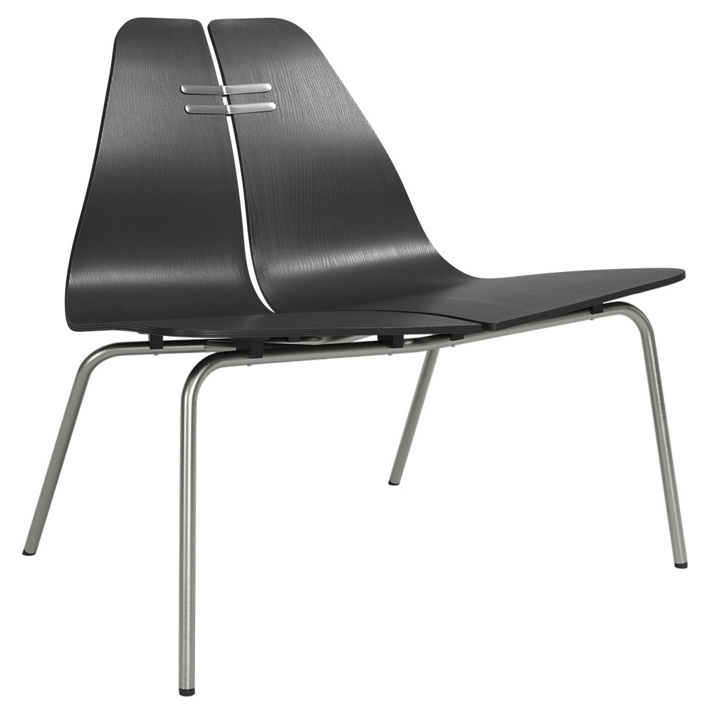 PK23 Lounge Chair - Black Colored Ash, Brushed Stainless Steel