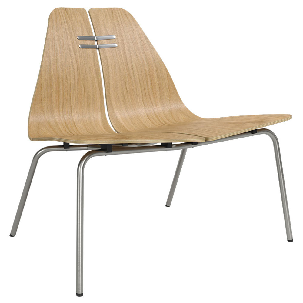 PK23 Lounge Chair - Clear Lacquered Oak, Brushed Stainless Steel