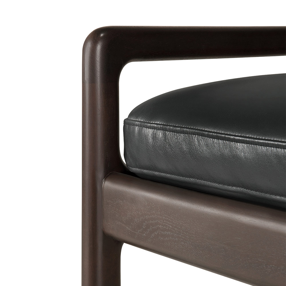 Jack Bench - Black Leather, Dark Brown Mahogany
