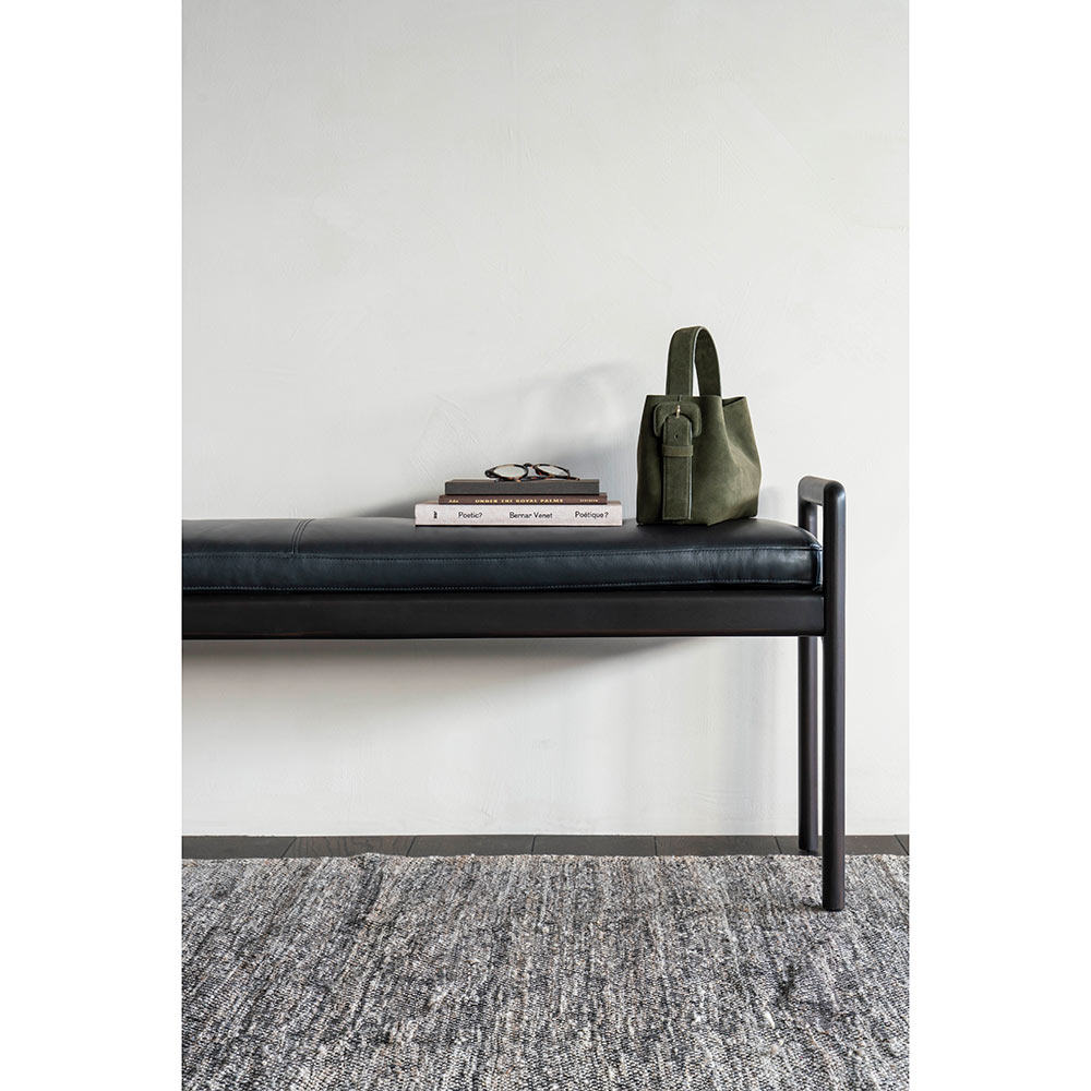 Jack Bench - Black Leather, Dark Brown Mahogany