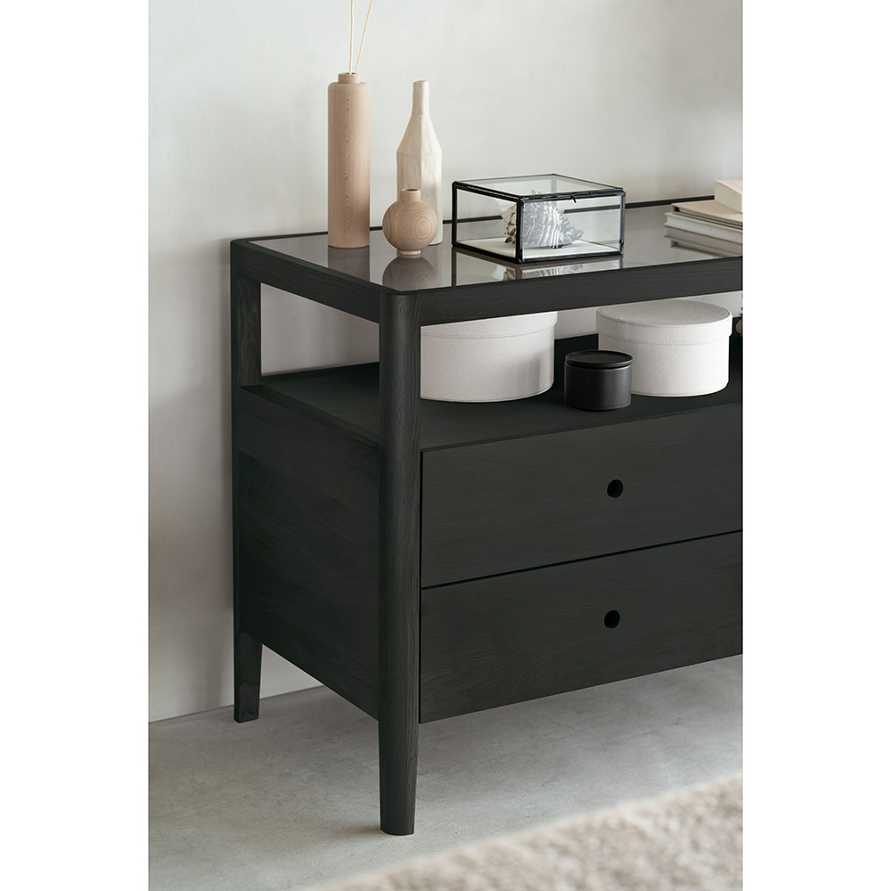 Spindle Dresser - 4 Drawers, Black Oak