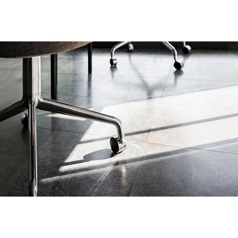 Harbour Dining Chair - Black, Polished Aluminum Star Base With Casters