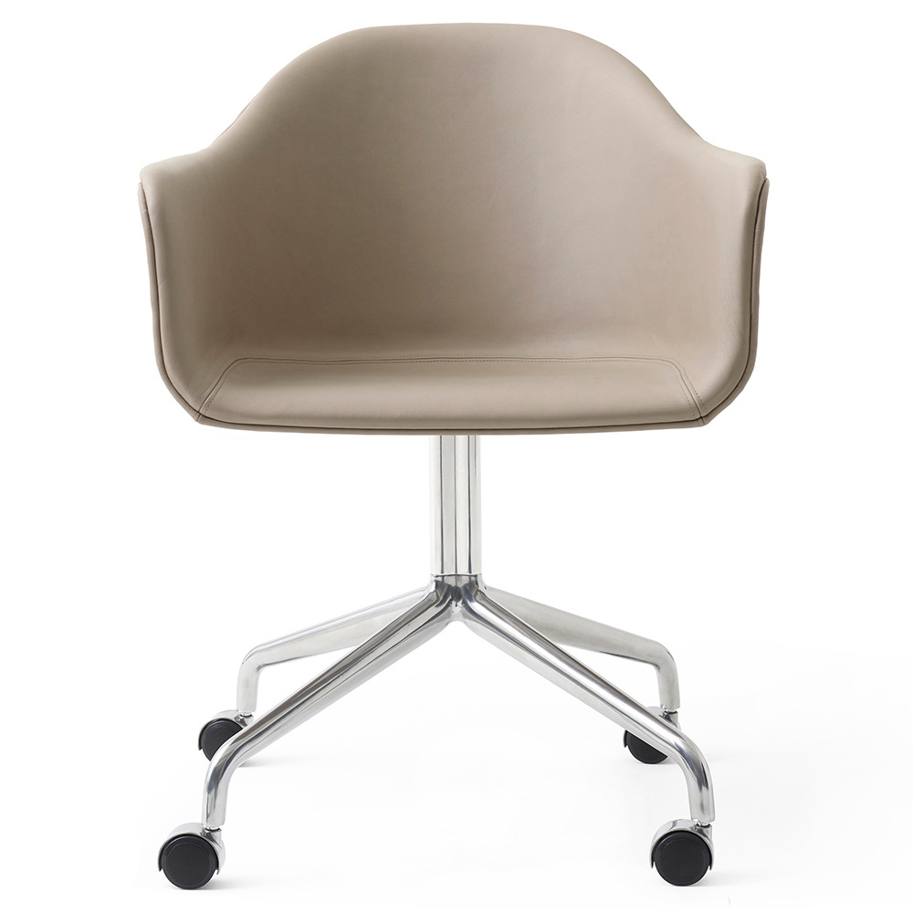 Harbour Upholstered Dining Chair - Polished Aluminum Star Base With Casters
