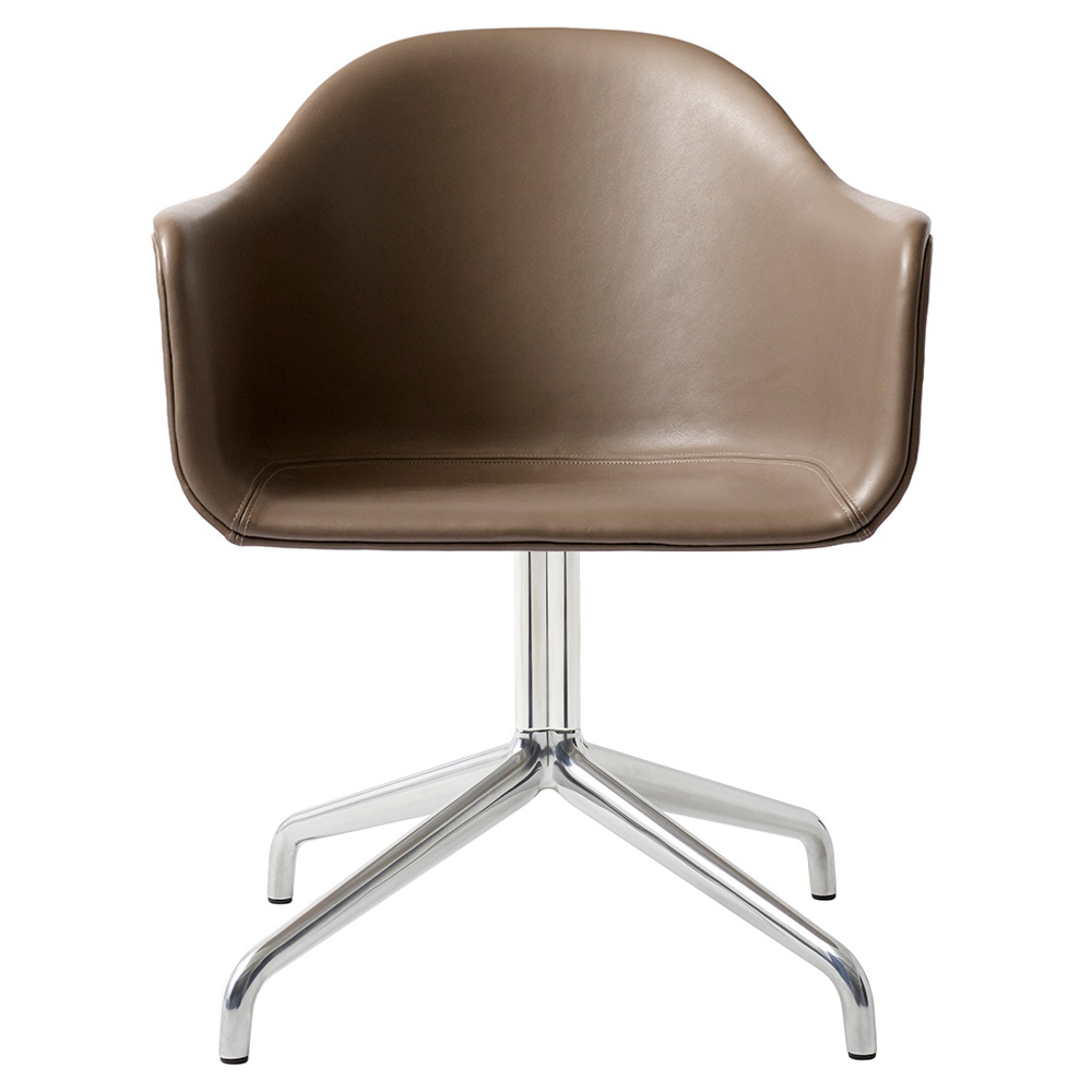 Harbour Upholstered Dining Chair - Polished Aluminum Swivel Star Base