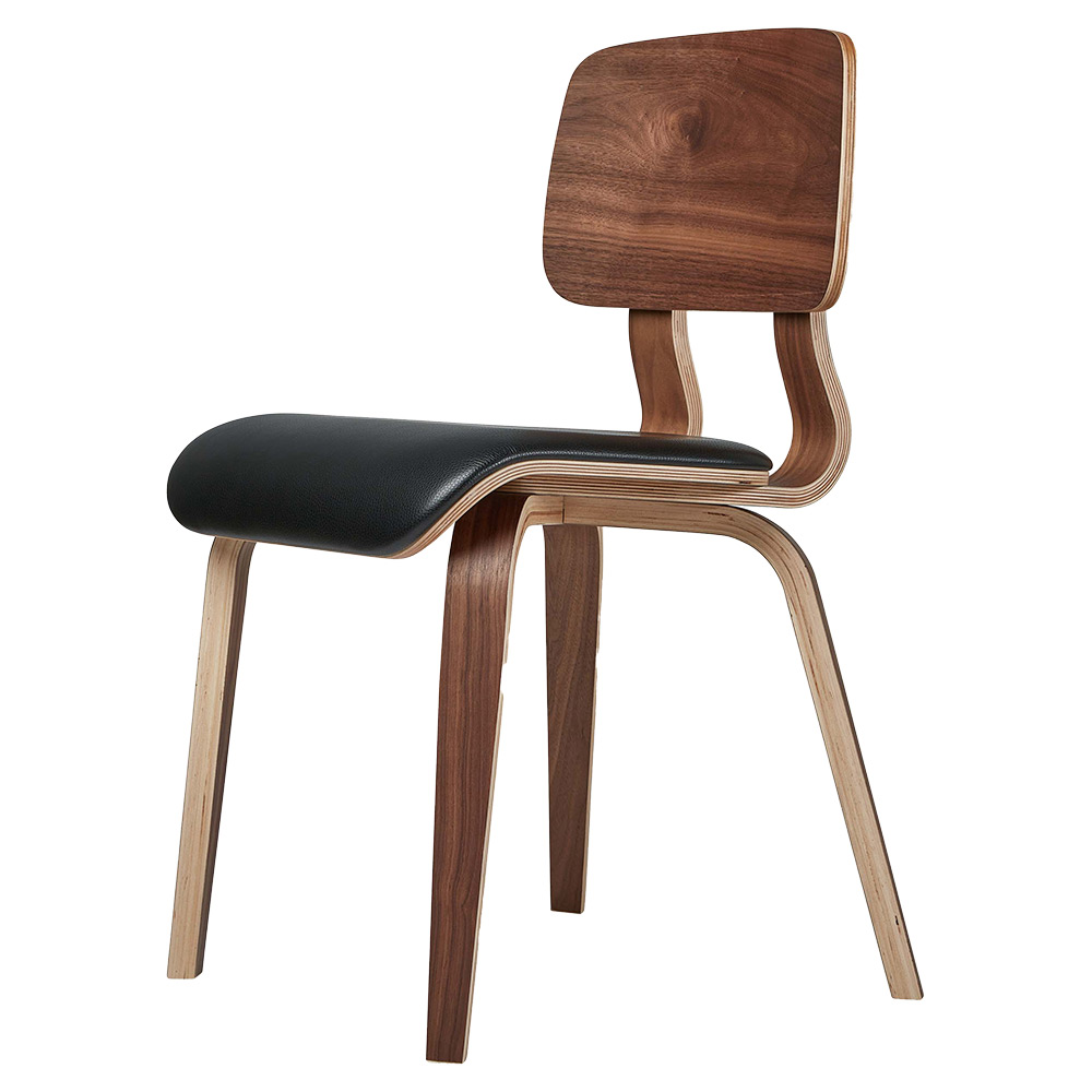 Cardinal Dining Chair, Set of 2 - Moto Black Leather, Walnut