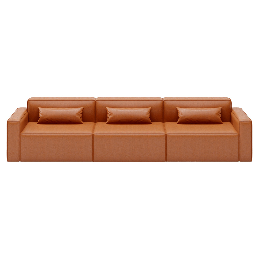 Mix Modular 3-PC Sofa - Vegan Appleskin Leather Cognac | Rouse Home