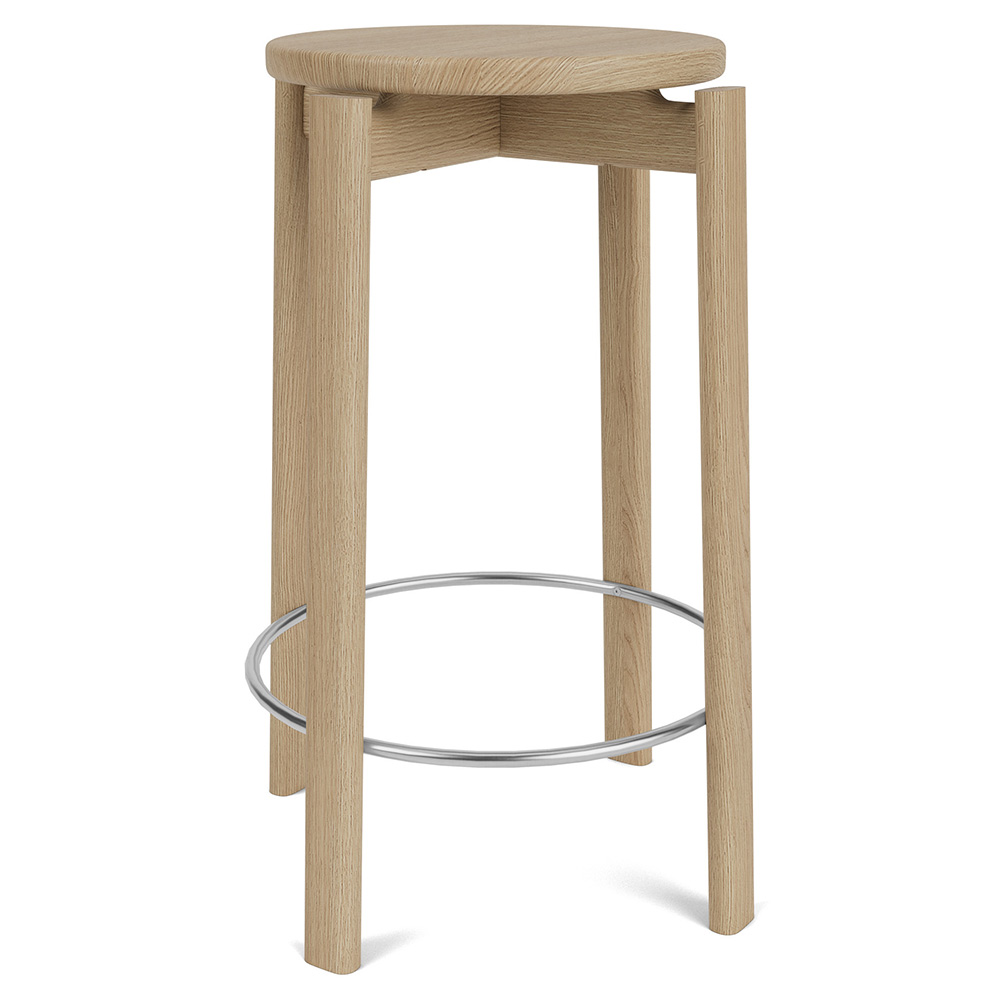 Passage Bar Counter Stool - Natural Oak, Steel Ring