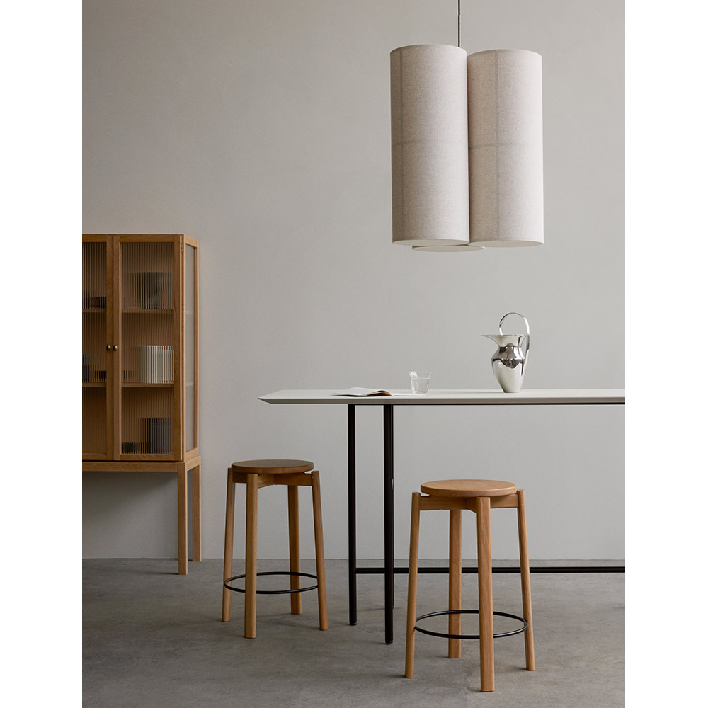 Passage Bar Counter Stool - Walnut, Steel Ring