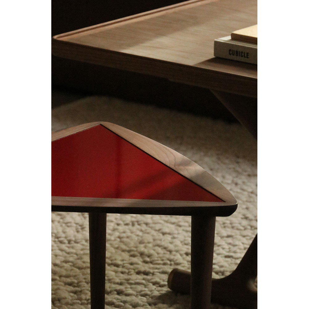 Umanoff Nesting Side Table - Walnut, Burgundy
