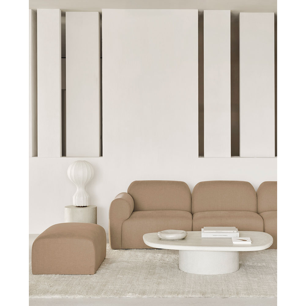 Bulky Semi-Circle Footstool - Light Sepia