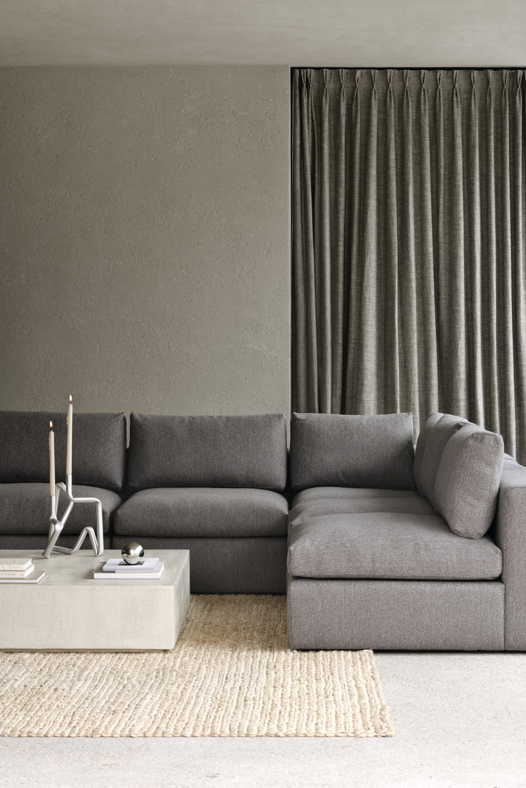 26411_Elements_coffee_table_20030_Mellow_modular_sofa_Granite_Eco_fabric_1_seater_HQ | Rouse Home