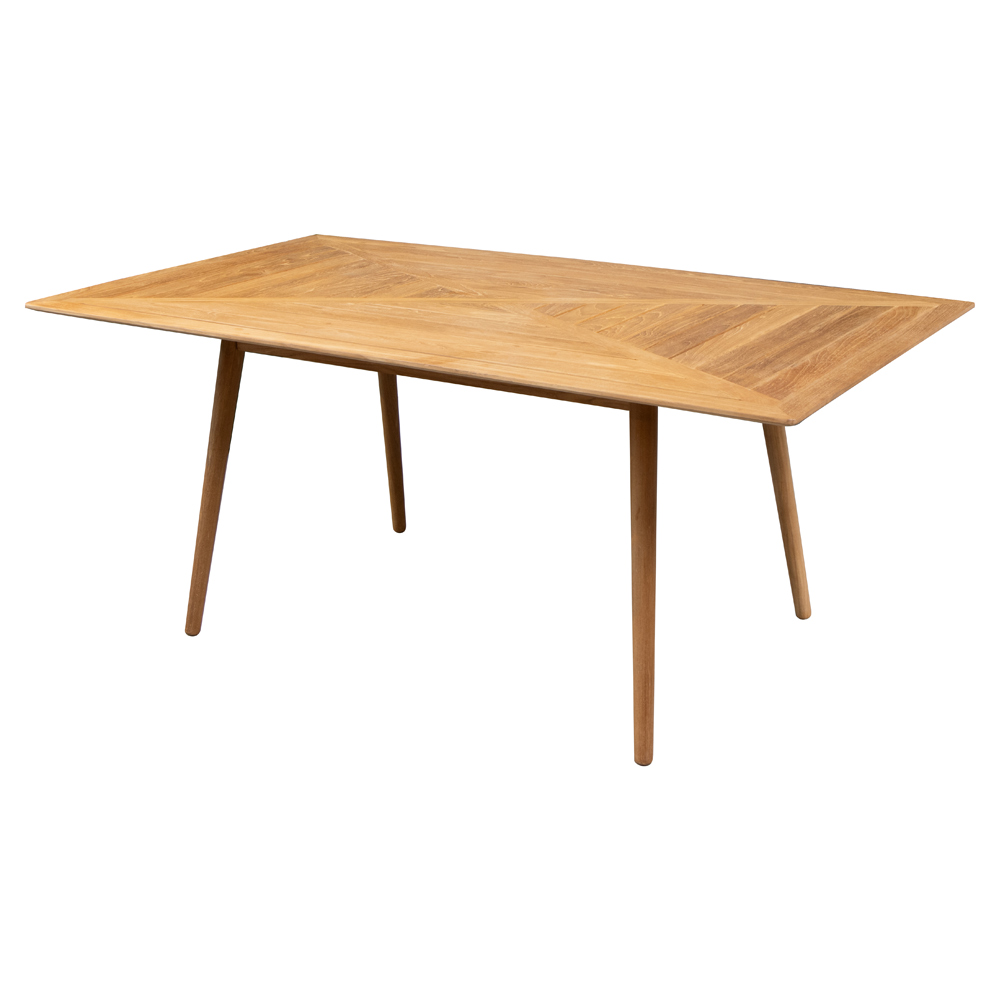 Define Rectangular Dining Table - Teak Geometric Top, Teak Base
