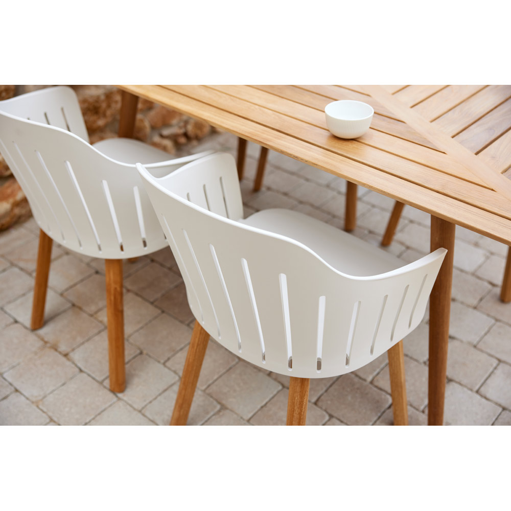 Define Rectangular Dining Table - Teak Geometric Top, Teak Base