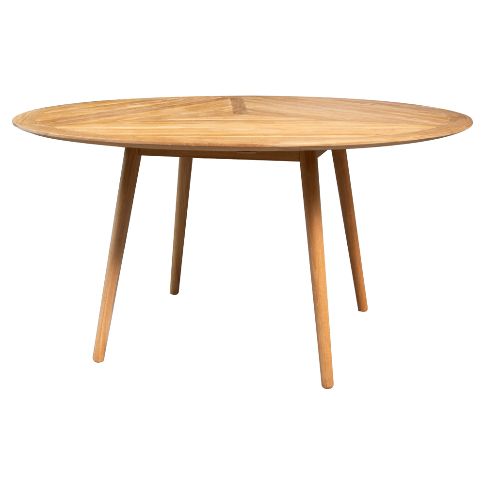 Define Round Dining Table - Teak Geometric Top, Teak Base
