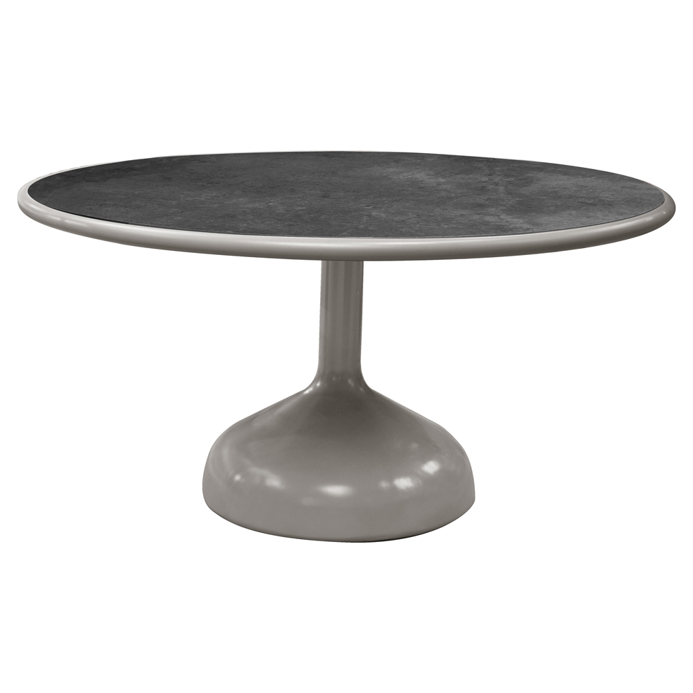 Glaze Dining Table - Fossil Black Ceramic Top, Taupe Aluminum Base