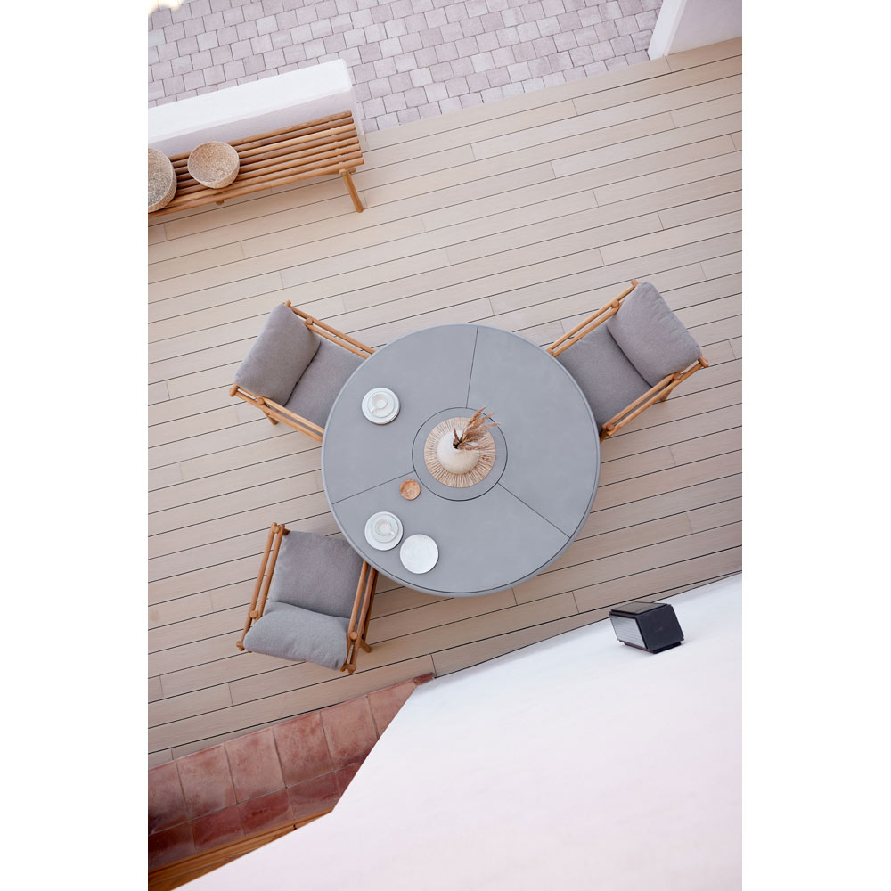 Glaze Dining Table - Fossil Gray Ceramic Top, Taupe Aluminum Base