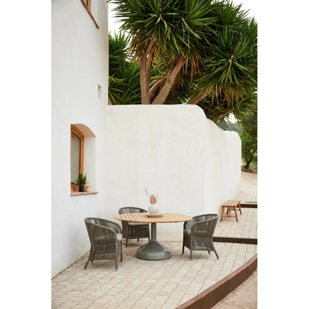 Glaze Dining Table - Fossil Gray Ceramic Top, Taupe Aluminum Base