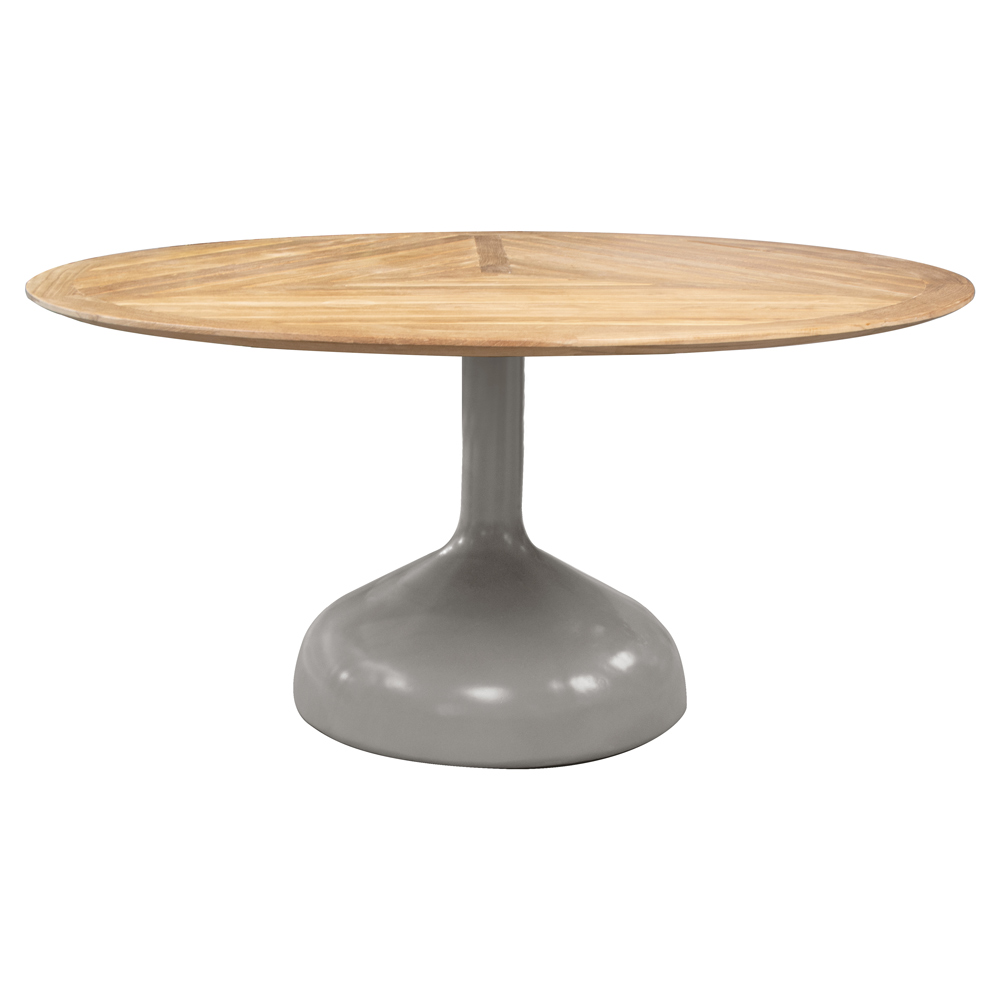 Glaze Dining Table - Geometric Teak Top, Taupe Aluminum Base